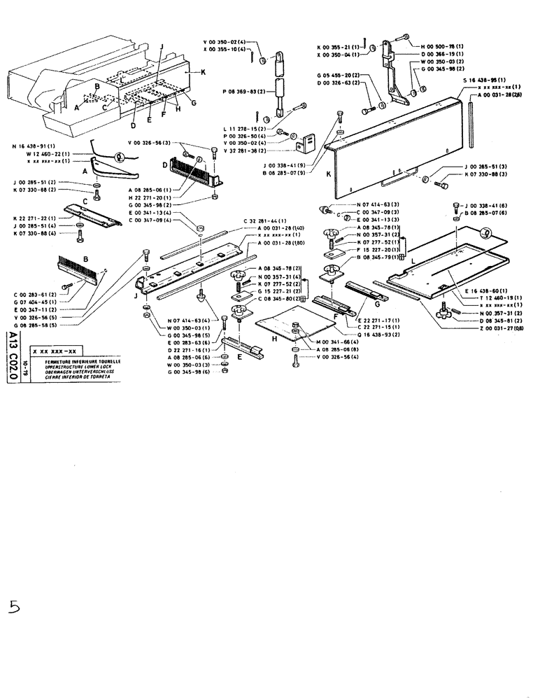 Схема запчастей Case SC150 - (001-5) - UPPERSTRUCTURE LOWER LOCK 