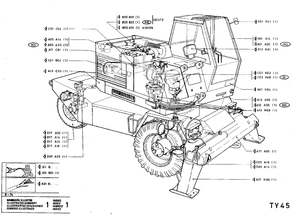 Схема запчастей Case TY45 - (001A) - ILLUSTRATED SUMMARY INDEX - TY45 (00) - PICTORIAL INDEX
