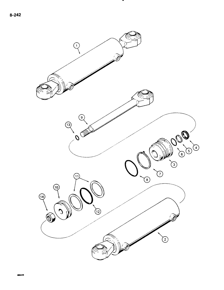 Схема запчастей Case DH4B - (8-242) - BACKFILL BLADE LIFT CYLINDER, REAR MOUNTED WITH REAR PLOW (08) - HYDRAULICS
