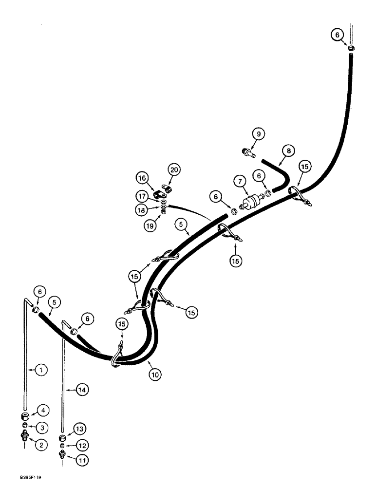 Схема запчастей Case 621B - (3-05A) - FUEL LINES AND IN-LINE FUEL FILTER, P.I.N. JEE0041186 THROUGH JEE0053349 (03) - FUEL SYSTEM