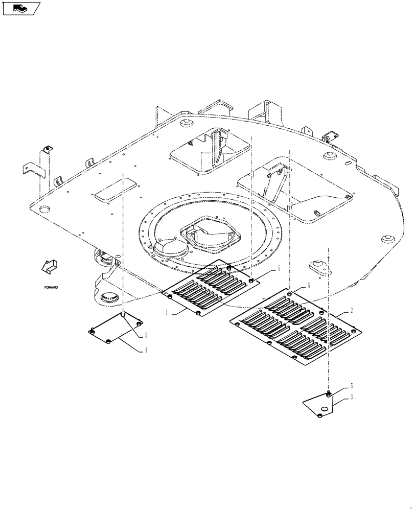 Схема запчастей Case CX55BMSR - (01-073[00]) - COVER ASSY, UNDER (90) - PLATFORM, CAB, BODYWORK AND DECALS