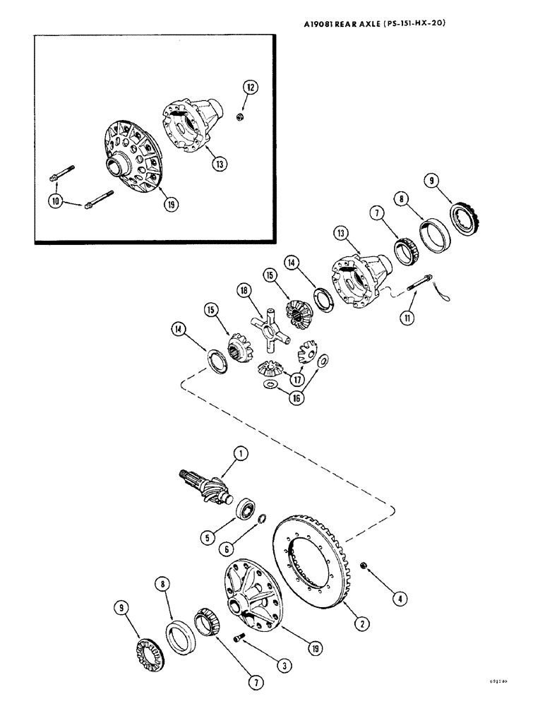 Схема запчастей Case W10B - (180) - EARLY PRODUCTION, DIFFERENTIAL RING, PINION GEAR AND CASE (06) - POWER TRAIN