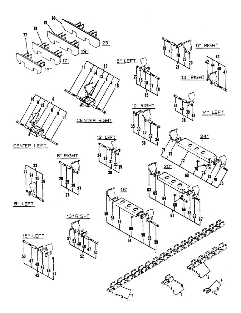 Схема запчастей Case 1000 - (44) - DOUBLE CHAIN, DIGGING TEETH, DIRT DRAGS 