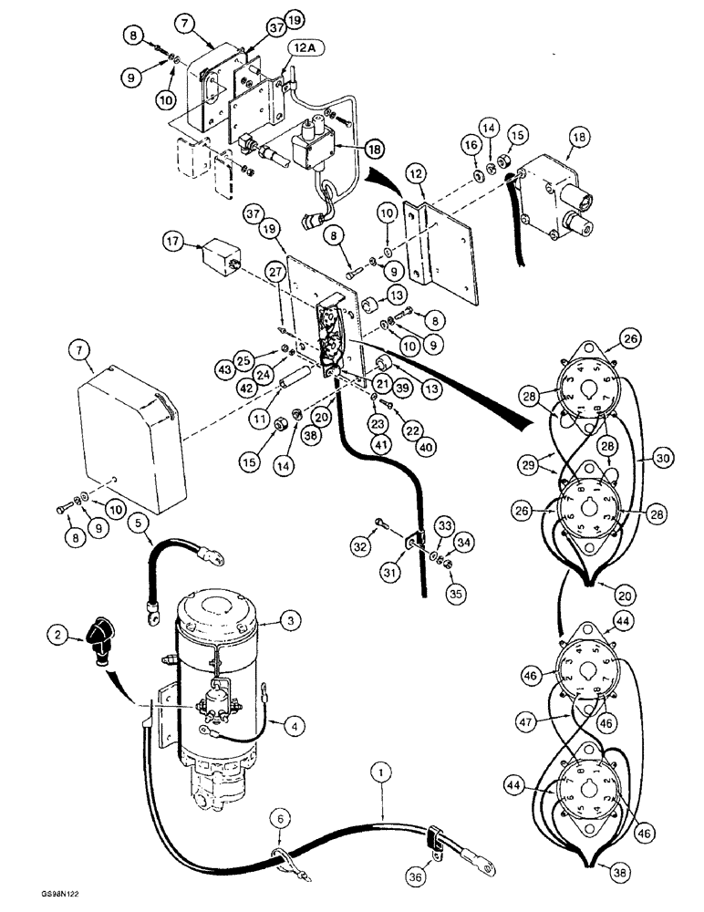 Схема запчастей Case 821B - (4-34) - AUXILIARY STEERING ELECTRICAL CIRCUIT (04) - ELECTRICAL SYSTEMS