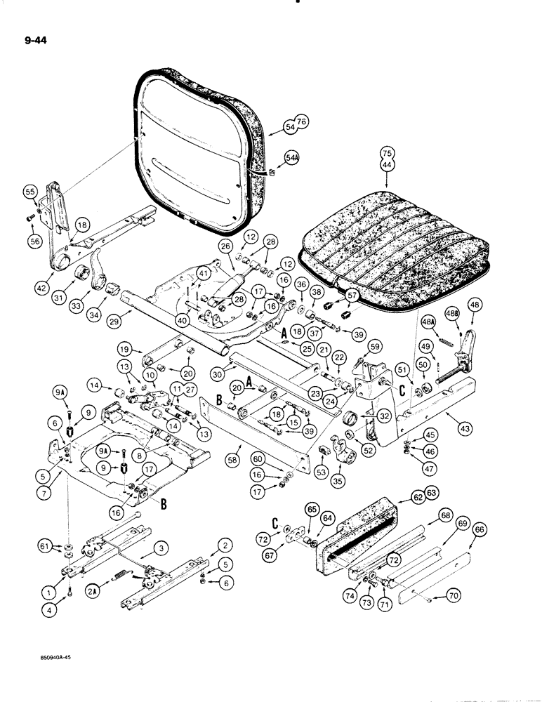 Схема запчастей Case W20C - (9-044) - SUSPENSION SEAT (09) - CHASSIS/ATTACHMENTS