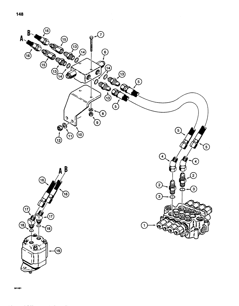 Схема запчастей Case 880D - (148) - SWING MOTOR HYDRAULIC CIRCUIT (07) - HYDRAULIC SYSTEM