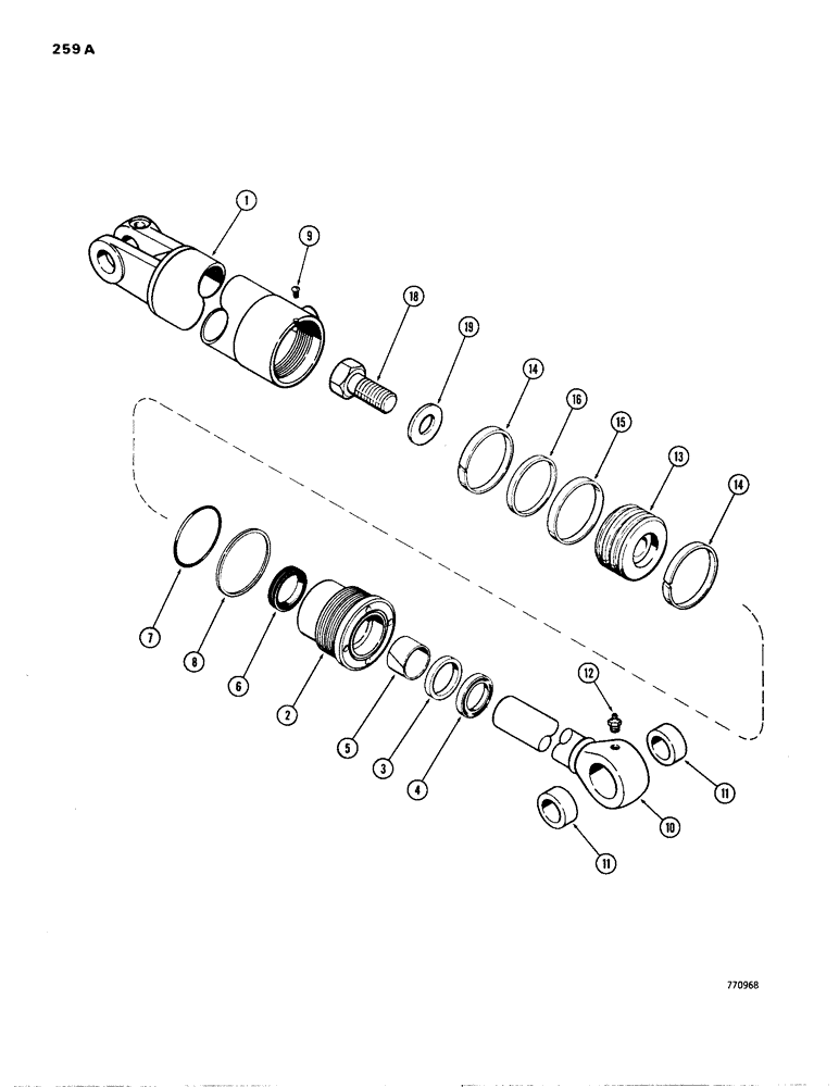 Схема запчастей Case W24B - (259A) - G101281 CLAM CYLINDER, GLAND OR TUBE IS STAMPED WITH CYLINDER PART NUMBER (09) - CHASSIS
