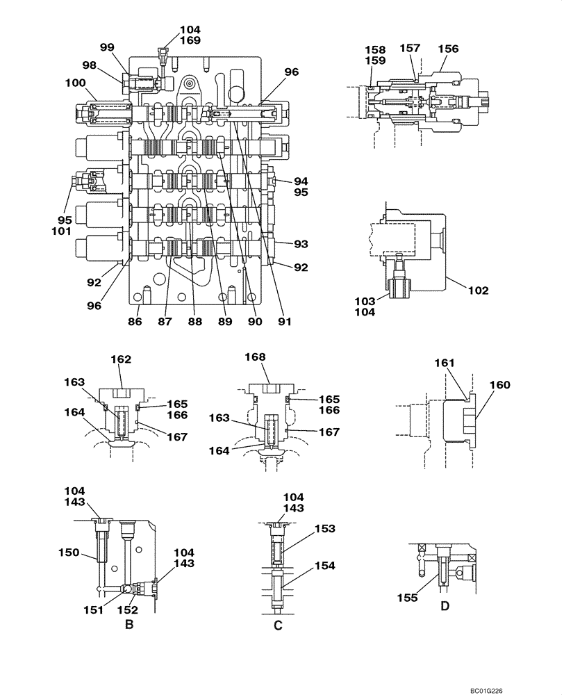 Схема запчастей Case CX800 - (08-70) - VALVE ASSY - CONTROL (08) - HYDRAULICS