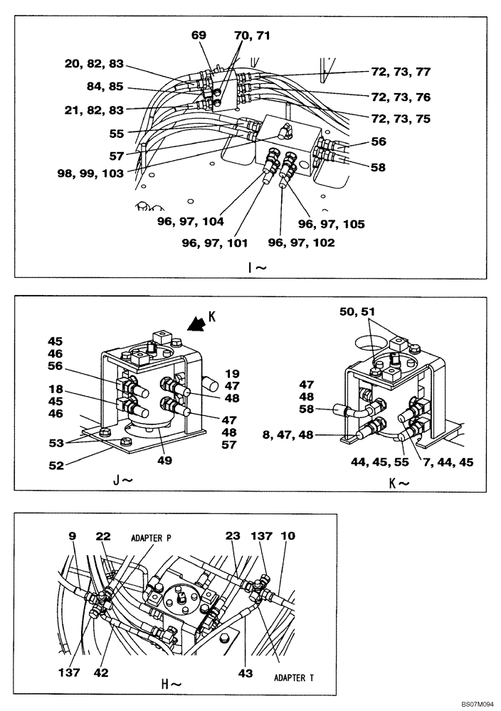 Схема запчастей Case CX135SR - (08-39) - PILOT CONTROL LINES - MODELS WITH CONTROL SELECTOR VALVE (08) - HYDRAULICS