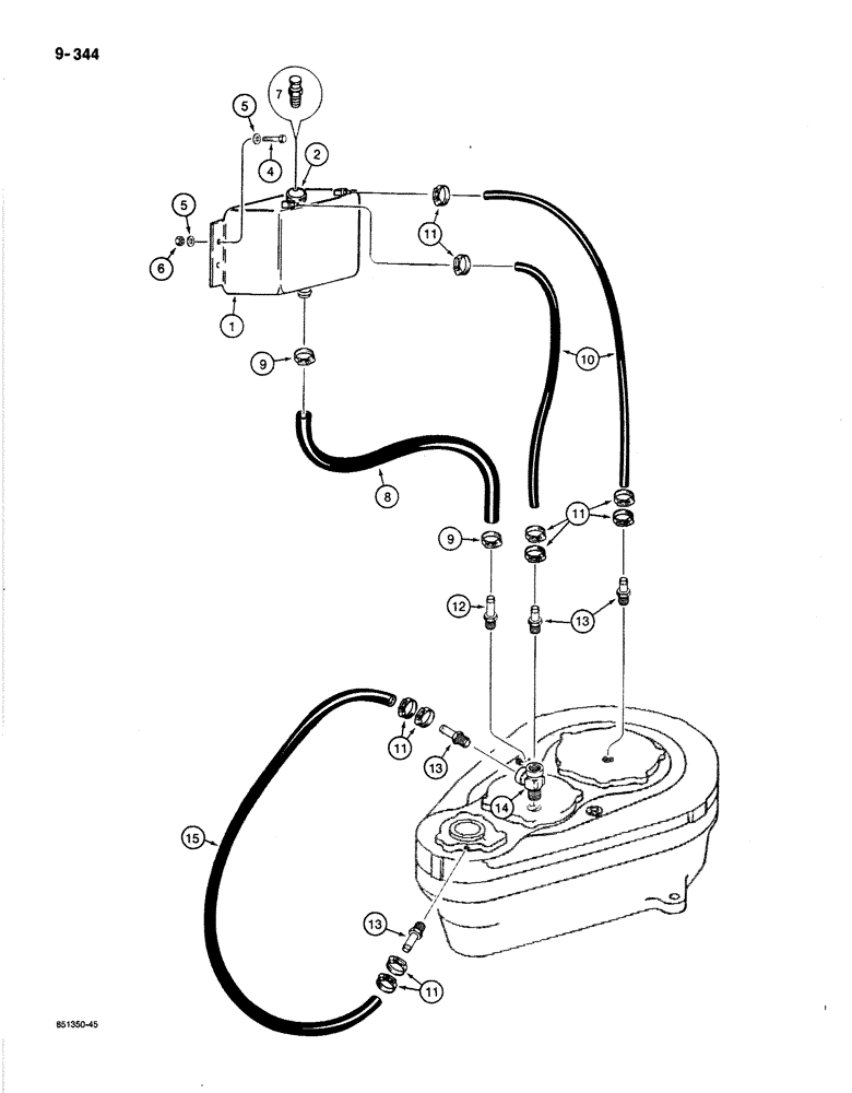 Схема запчастей Case 1187B - (9-344) - SWING GEARBOX LUBRICATION SYSTEM (09) - CHASSIS