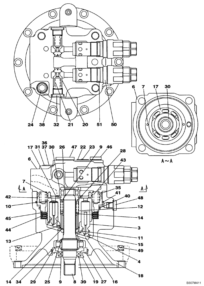 Схема запчастей Case CX135SR - (08-80) - MOTOR ASSY - SWING (08) - HYDRAULICS
