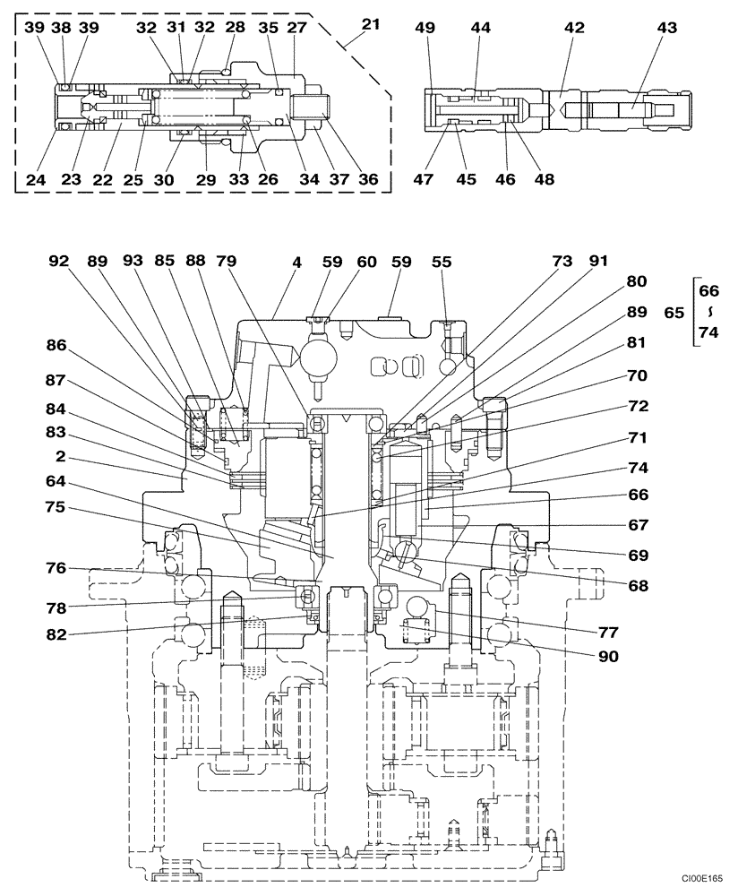 Схема запчастей Case CX240 - (06-04) - MOTOR ASSY - TRACK DRIVE (06) - POWER TRAIN