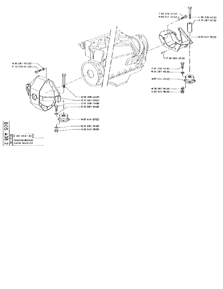 Схема запчастей Case 90BCL - (104) - ENGINE MOUNTING (01) - ENGINE