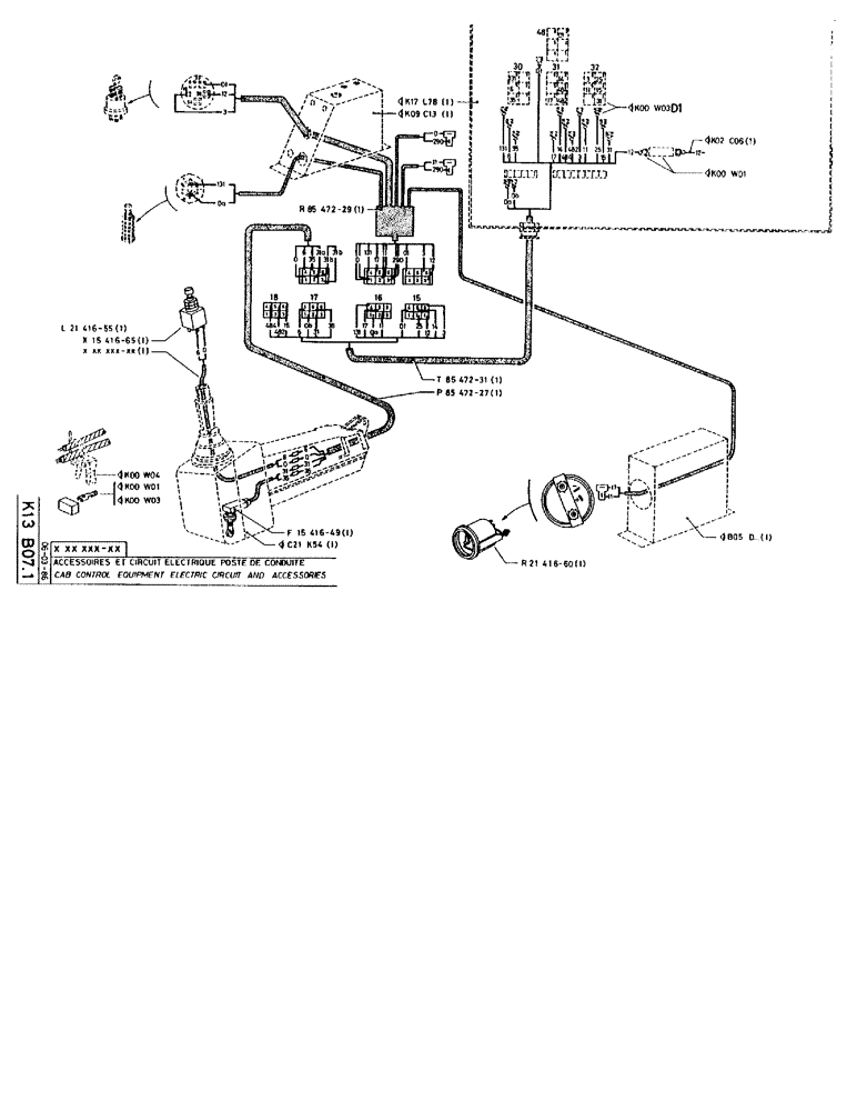 Схема запчастей Case 90BCL - (362) - CAB CONTROL EQUIPMENT ELECTRIC CIRCUIT AND ACCESSORIES (06) - ELECTRICAL SYSTEMS