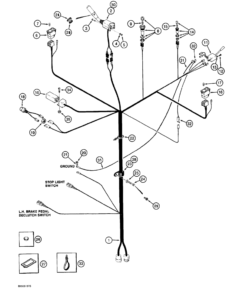 Схема запчастей Case 921 - (4-004) - HARNESS PEDESTAL (04) - ELECTRICAL SYSTEMS