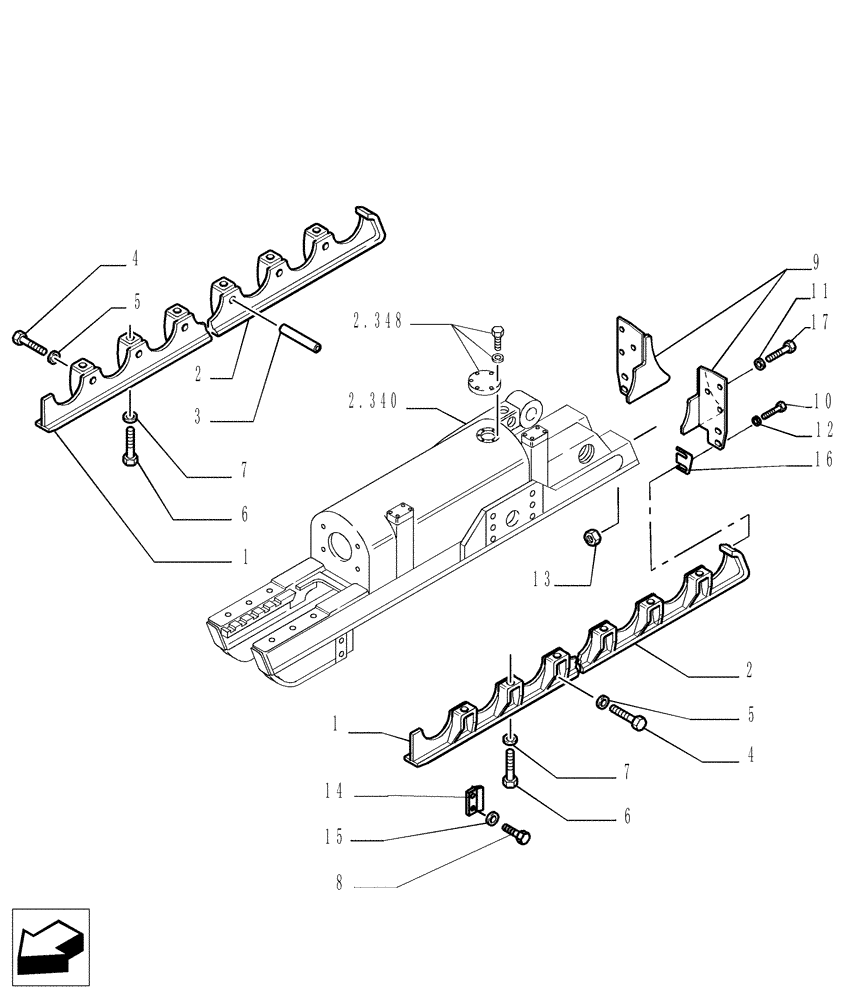 Схема запчастей Case 1850K - (9.354[01]) - TRACK ROLLER GUARD - (FULL) LT - OPTIONAL CODE 784120061 (19) - OPTIONS