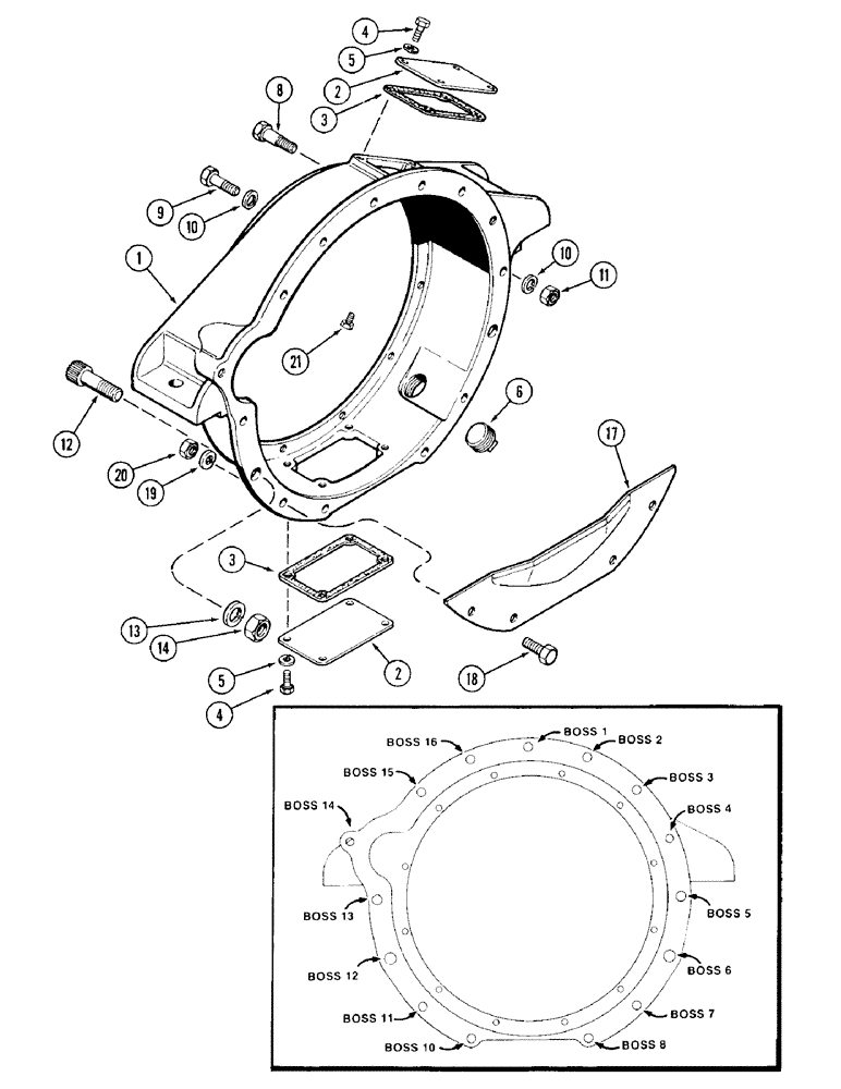Схема запчастей Case 1187 - (046) - FLYWHEEL HOUSING, 504BDT DIESEL ENGINE (01) - ENGINE