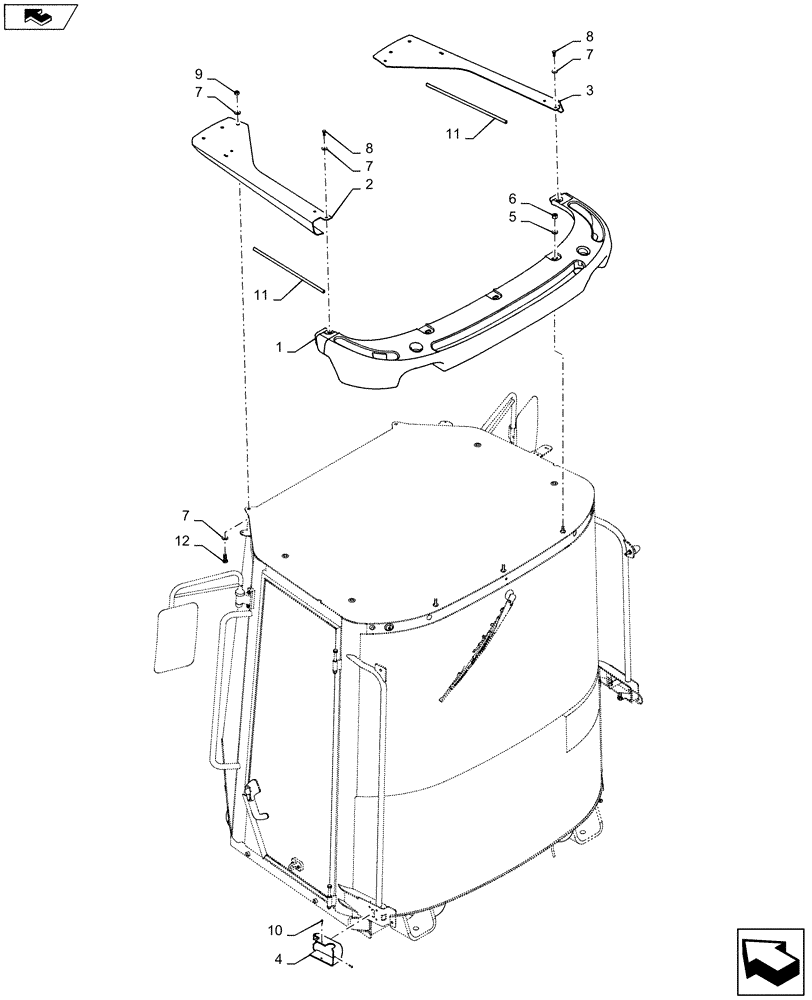 Схема запчастей Case 721F - (90.160.05) - CAB - EXTERIOR TRIM (90) - PLATFORM, CAB, BODYWORK AND DECALS