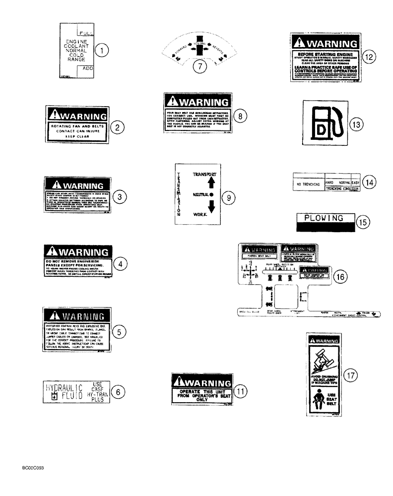 Схема запчастей Case 860 - (09-32) - DECALS - ENGLISH (860 TURBO TRENCHER) (09) - CHASSIS/ATTACHMENTS