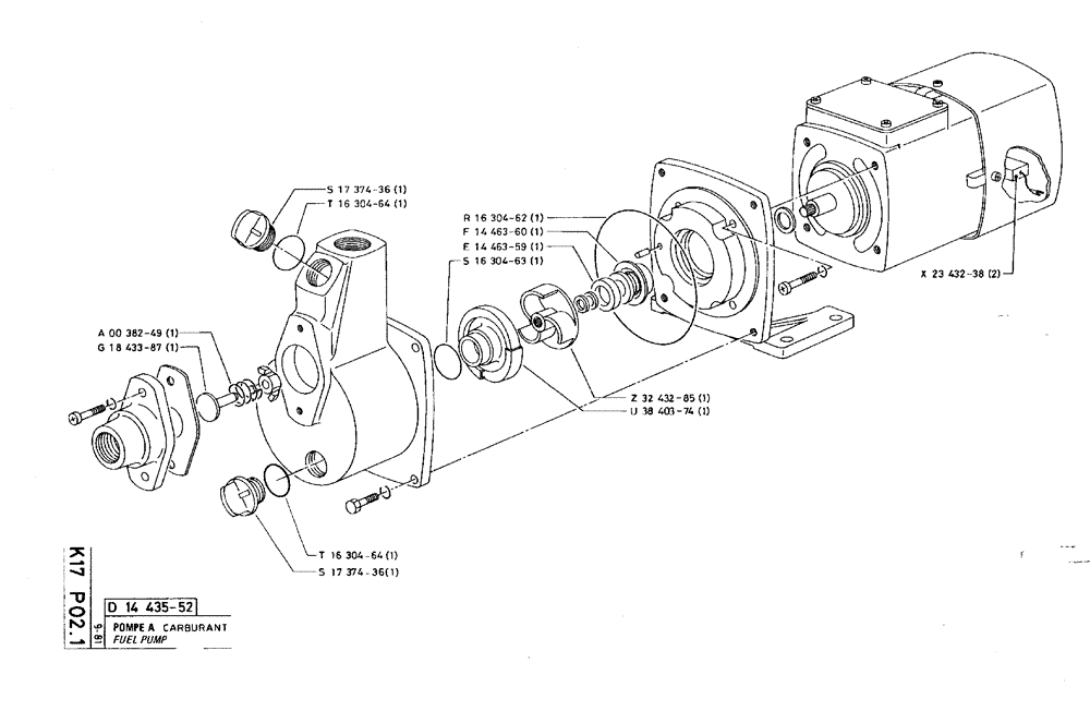 Схема запчастей Case 75C - (K17 P02.1) - FUEL PUMP (02) - FUEL SYSTEM