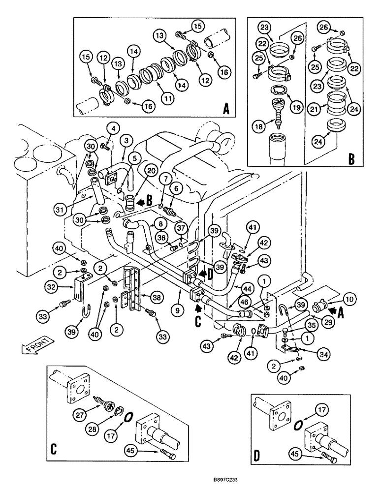 Схема запчастей Case 9040B - (8-014) - COOLING SYSTEM SUPPLY AND RETURN LINES (08) - HYDRAULICS