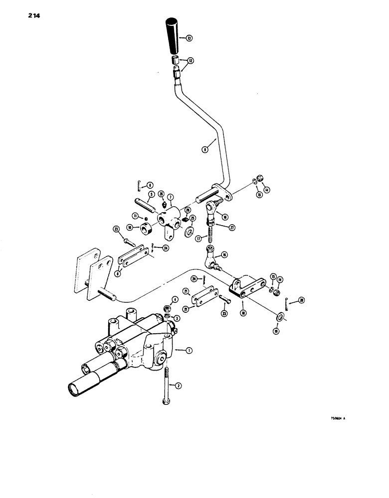 Схема запчастей Case 450 - (214) - TWO SPOOL VALVES AND LEVERS, ALL VALVES HAVE PART NUMBER ON VALVE IDENTIFICATION PLATE (07) - HYDRAULIC SYSTEM