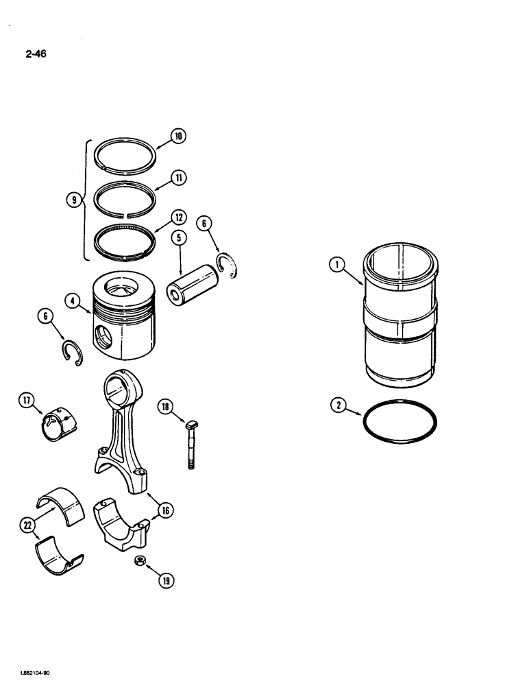 Схема запчастей Case W36 - (2-46) - PISTON AND SLEEVE, 6TA-830 ENGINE (02) - ENGINE