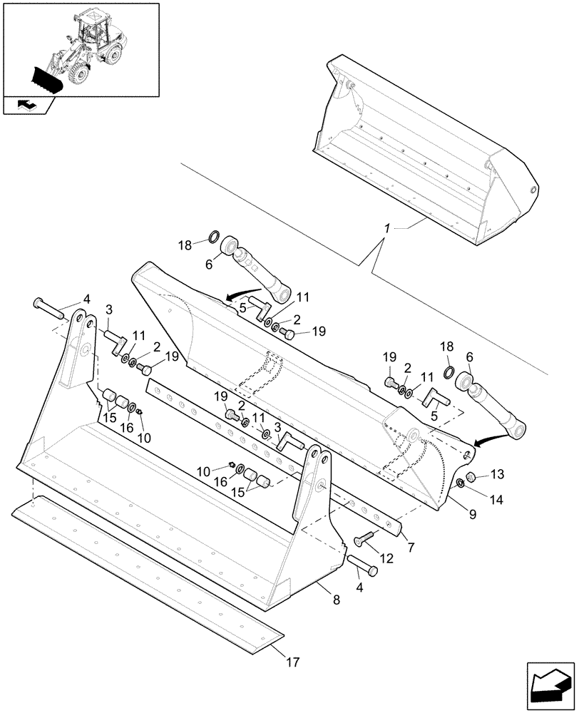 Схема запчастей Case 21E - (060/01[01]) - CLAMSHELL 0,7M3 X 1900-WITH CUTTING EDGE (09) - LOADER/BACKHOE