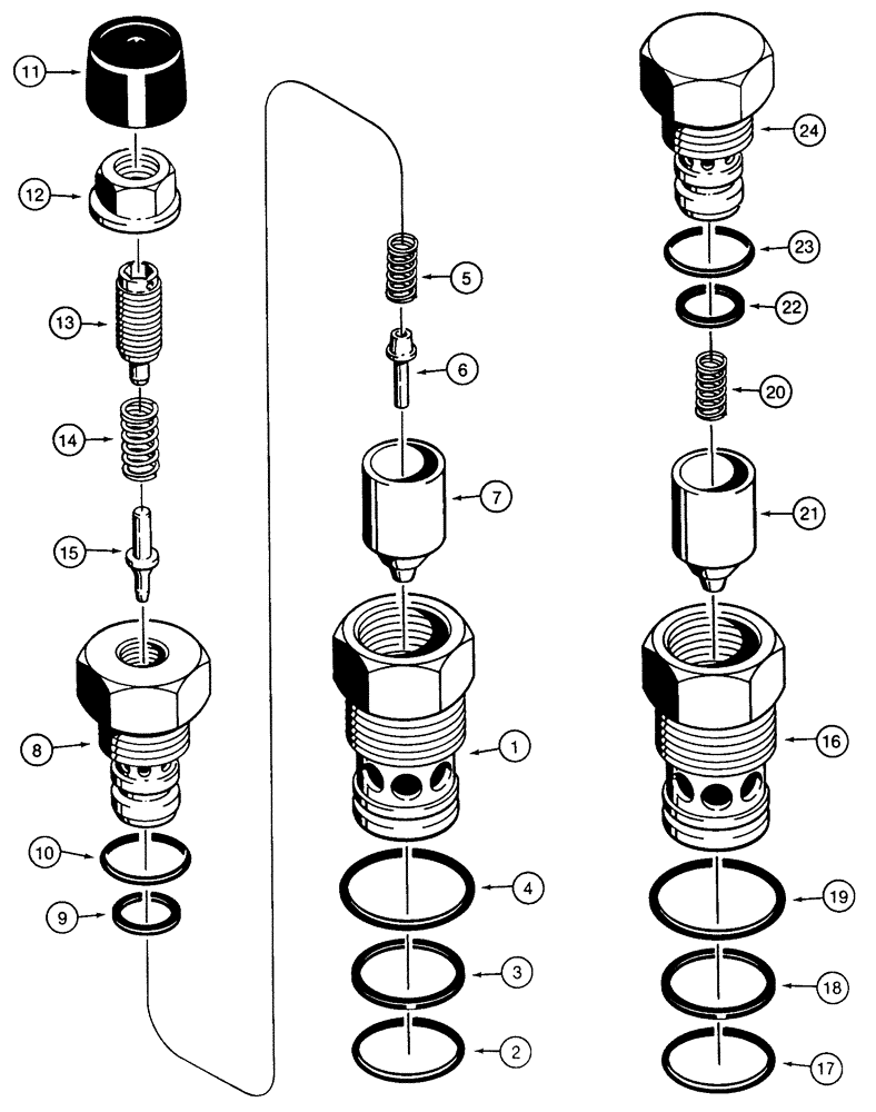 Схема запчастей Case 855E - (8-100) - CIRCUIT RELIEF AND ANTICAVITATION VALVES (08) - HYDRAULICS