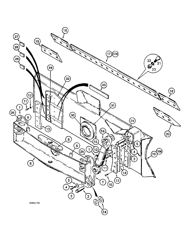 Схема запчастей Case 550E - (9-04) - DOZER LEVELING BEAM, BLADE, AND TILT CYLINDER (09) - CHASSIS/ATTACHMENTS