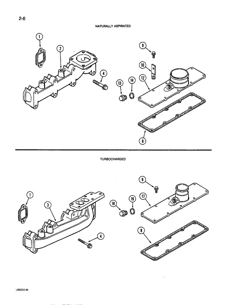 Схема запчастей Case 455C - (2-06) - MANIFOLDS, EXHAUST, 4-390 ENGINE, 4T-390 ENGINE (02) - ENGINE