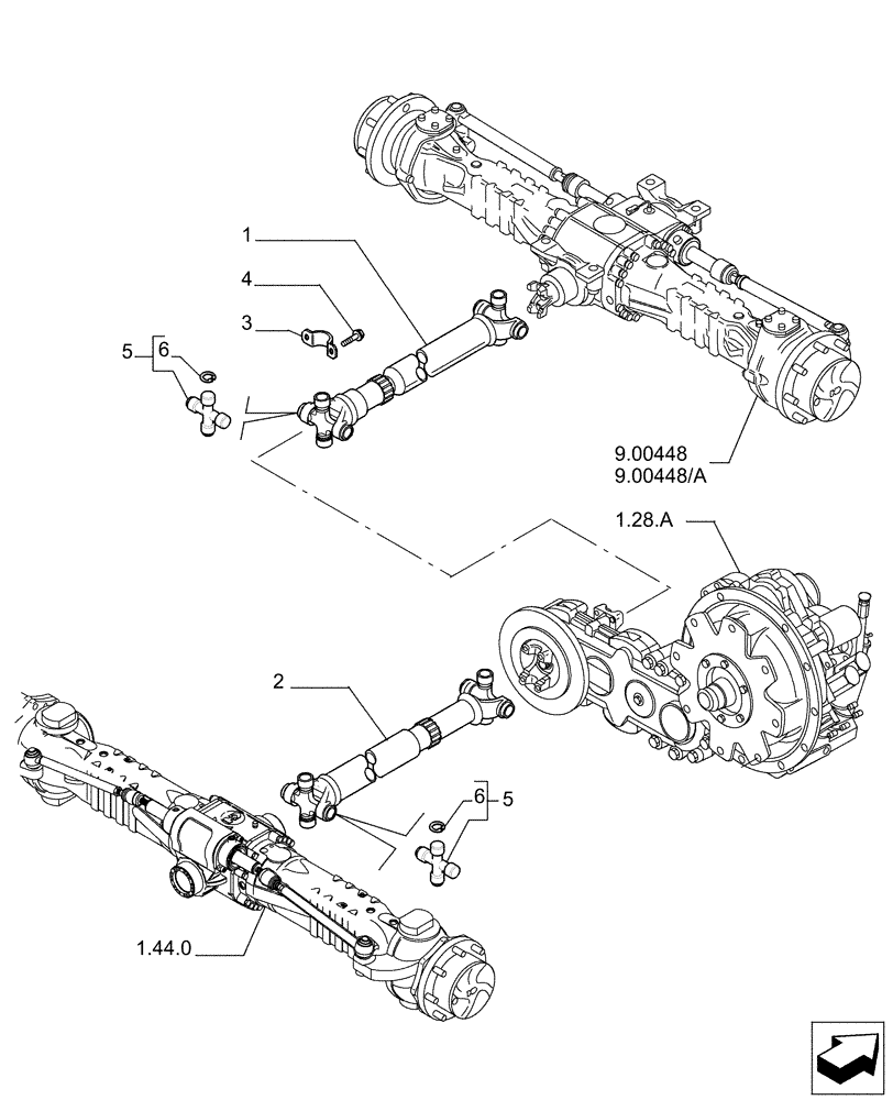 Схема запчастей Case TX742 - (1.38.0[01]) - DRIVE SHAFTS (21) - TRANSMISSION