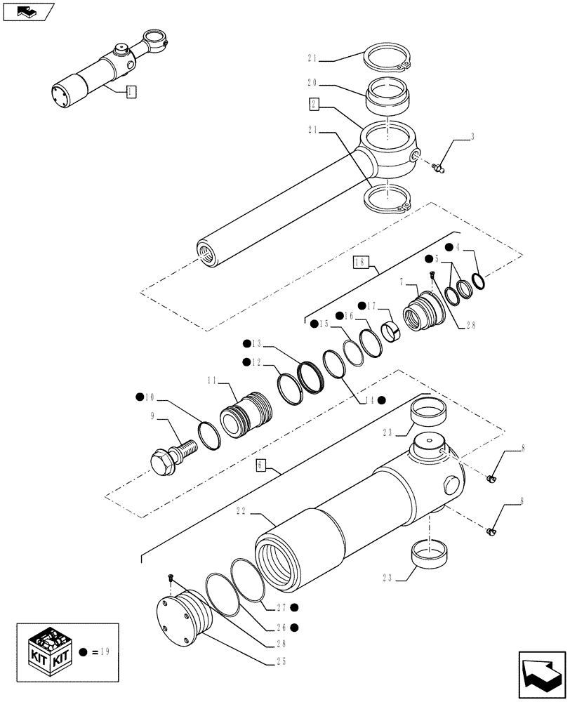 Схема запчастей Case 580SN - (35.739.0202) - CYLINDER - BACKHOE SWING (35) - HYDRAULIC SYSTEMS
