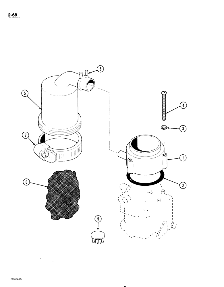 Схема запчастей Case 1818 - (2-068) - REMOTE AIR CLEANER AND ADAPTER, GASOLINE MODELS (02) - ENGINE