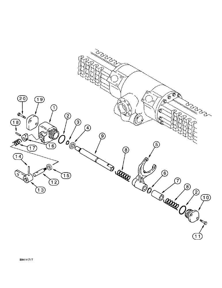 Схема запчастей Case 580SL - (6-58) - REAR DRIVE AXLE, DIFFERENTIAL LOCK (06) - POWER TRAIN
