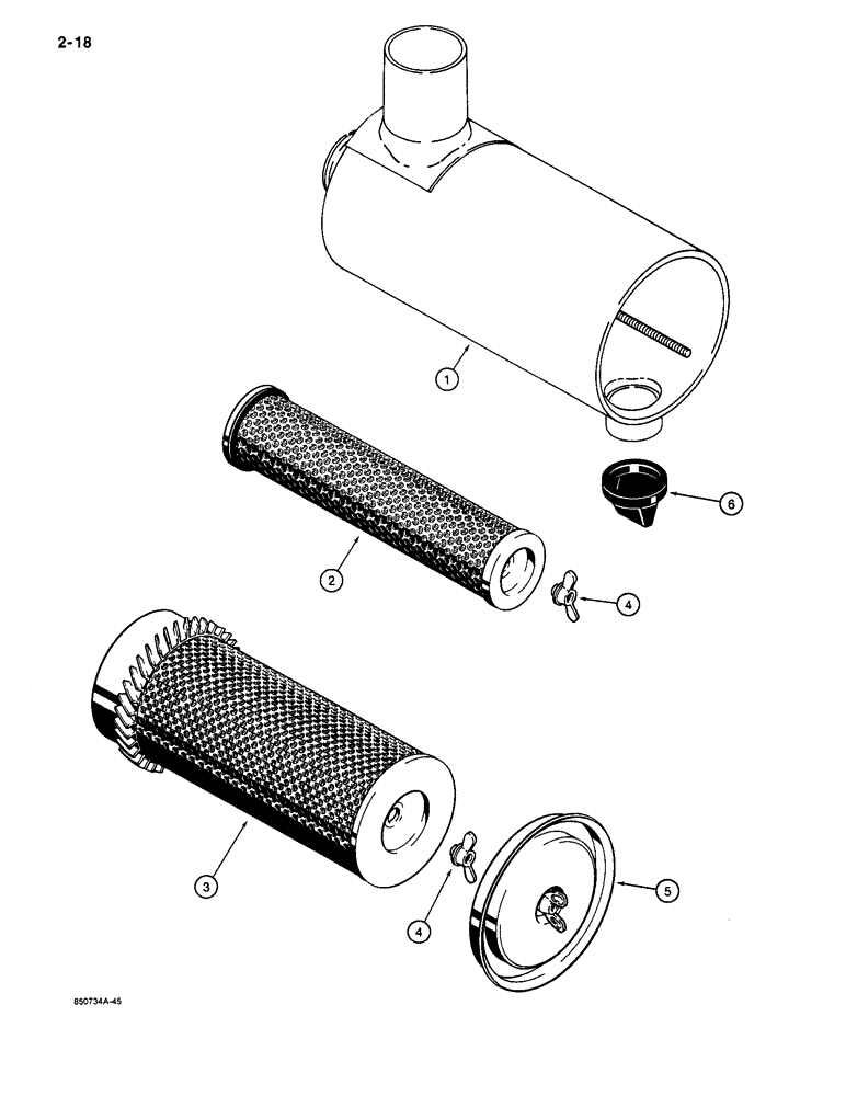 Схема запчастей Case 680K - (2-18) - A170967 AIR CLEANER (02) - ENGINE