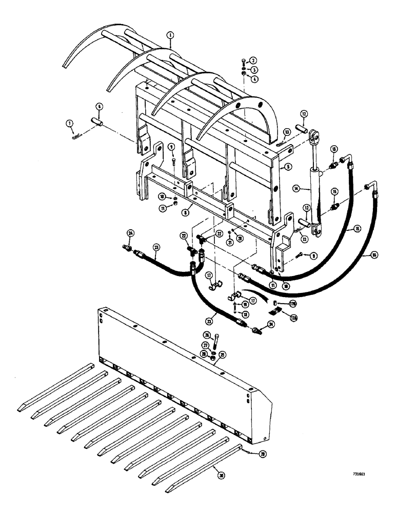 Схема запчастей Case 1500-SERIES - (116) - HYDRAULIC GRAPPLE (89) - TOOLS