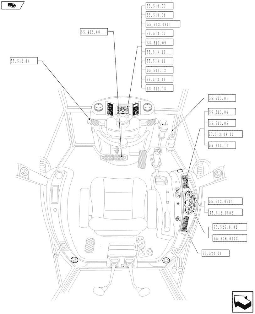 Схема запчастей Case 590SN - (55.000.00[04]) - SECTION INDEX - ELECTRICAL SYSTEM (55) - ELECTRICAL SYSTEMS