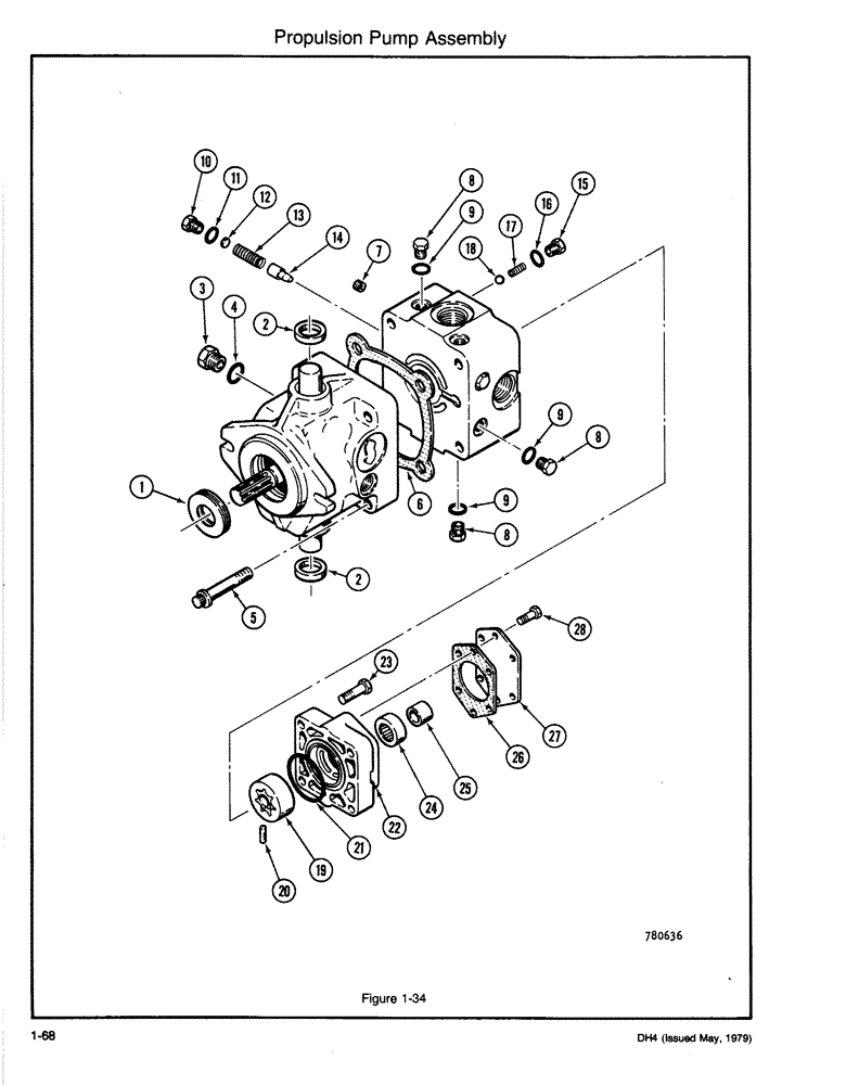 Схема запчастей Case DH4 - (1-68) - PROPULSION PUMP ASSEMBLY (35) - HYDRAULIC SYSTEMS