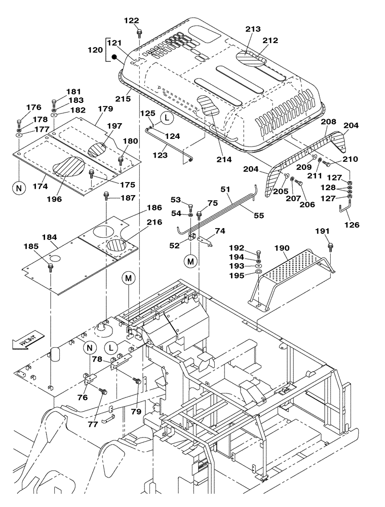 Схема запчастей Case CX350 - (09-029-00[01]) - ENGINE COVER - SOUNDPROOFING (09) - CHASSIS