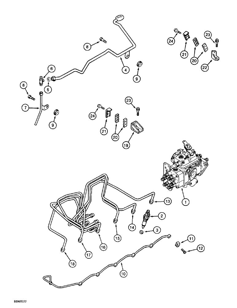 Схема запчастей Case 621B - (3-08) - FUEL INJECTION SYSTEM, 6T-590 ENGINE, PRIOR TO LOADER P.I.N. JEE0053350 (03) - FUEL SYSTEM