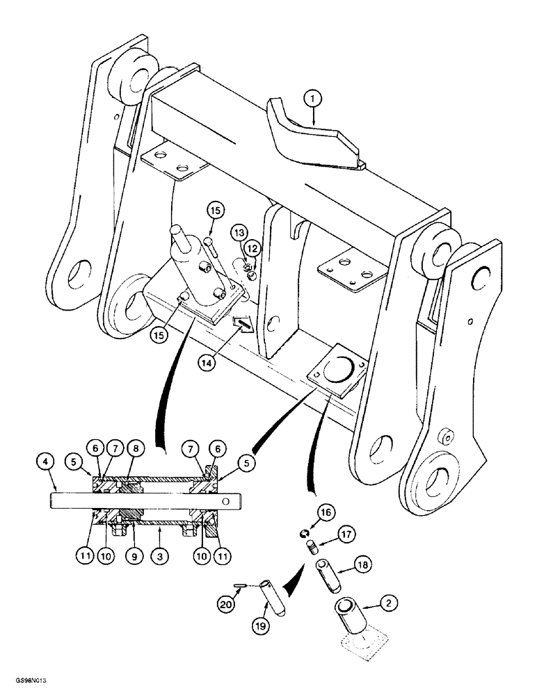 Схема запчастей Case 621B - (8-58) - MALE MASTER COUPLER (08) - HYDRAULICS