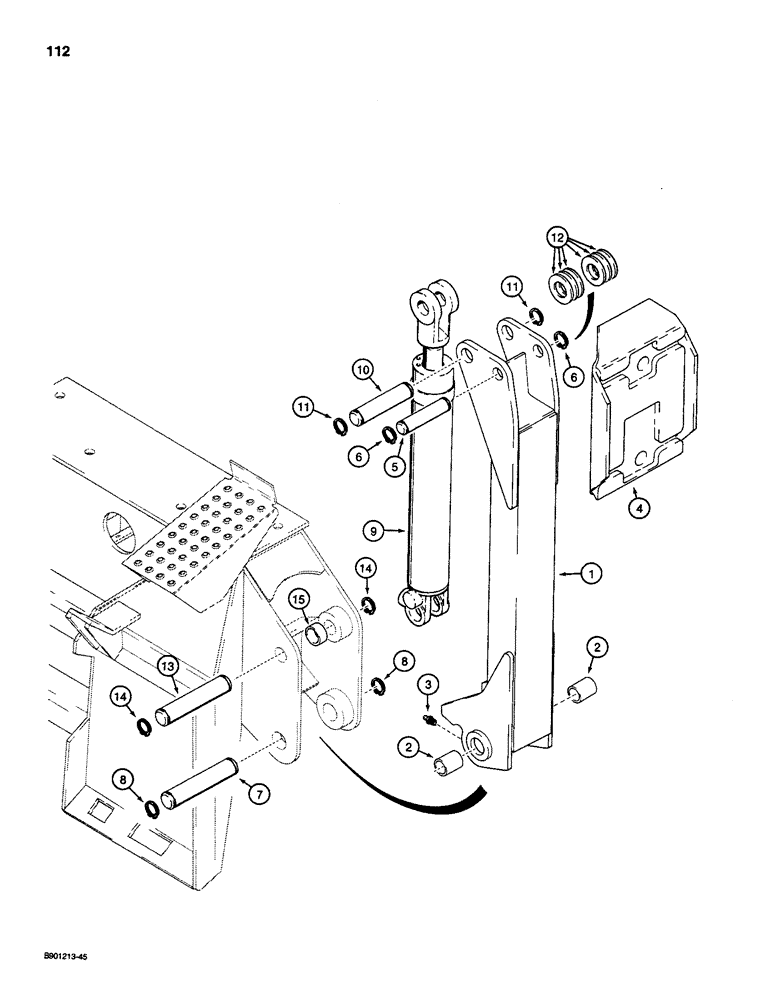 Схема запчастей Case D130 - (7-112) - BACKHOE STABILIZERS, USED ON 1835C, 1840, AND 1845C UNI-LOADER W/ DUKE OR KONTAK VALVE 