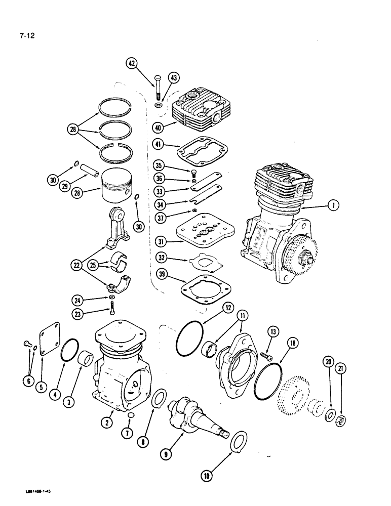 Схема запчастей Case W14B - (7-12) - AIR COMPRESSOR (07) - BRAKES