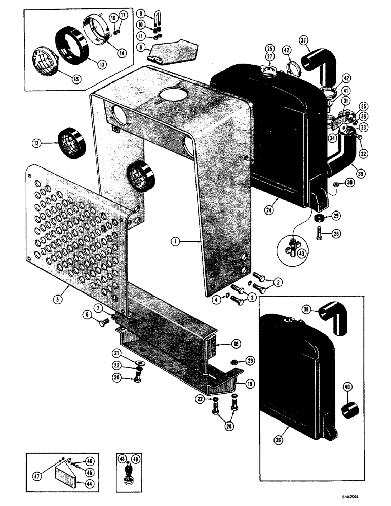 Схема запчастей Case 310F - (092) - RADIATOR, THERMOSTAT, AND GRILLE (05) - UPPERSTRUCTURE CHASSIS