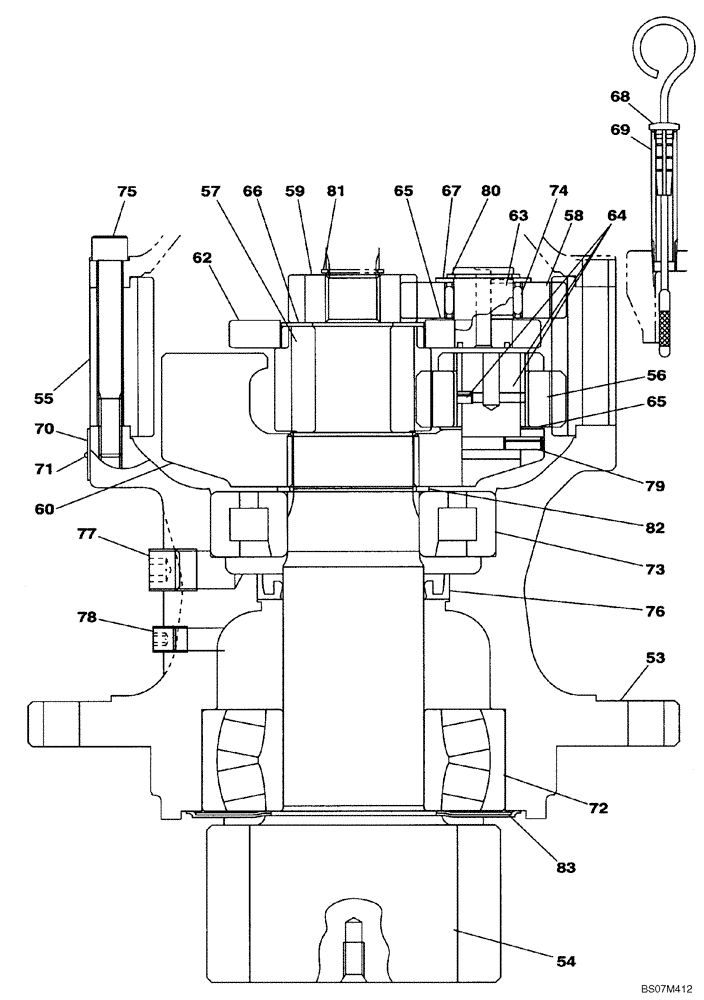 Схема запчастей Case CX135SR - (08-81) - MOTOR ASSY - SWING (08) - HYDRAULICS