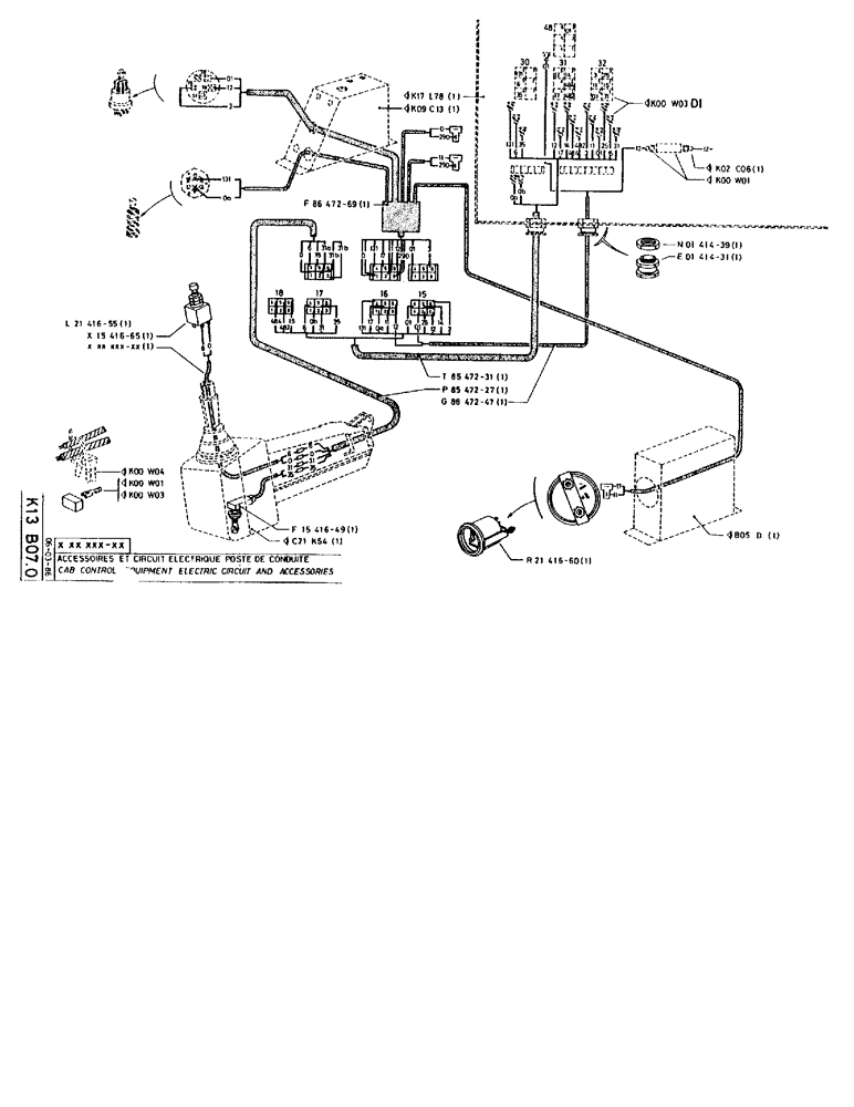 Схема запчастей Case 90BCL - (361) - CAB CONTROL EQUIPMENT ELECTRIC CIRCUIT AND ACCESSORIES (06) - ELECTRICAL SYSTEMS
