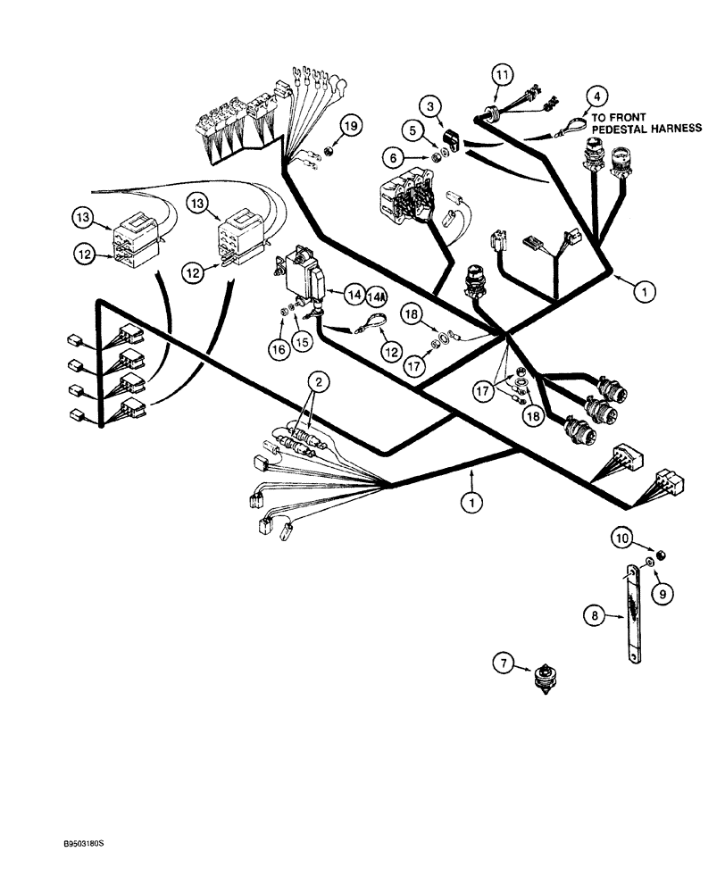 Схема запчастей Case 921 - (4-014) - MAIN CANOPY HARNESS, TRANSMISSION CONTROL (04) - ELECTRICAL SYSTEMS