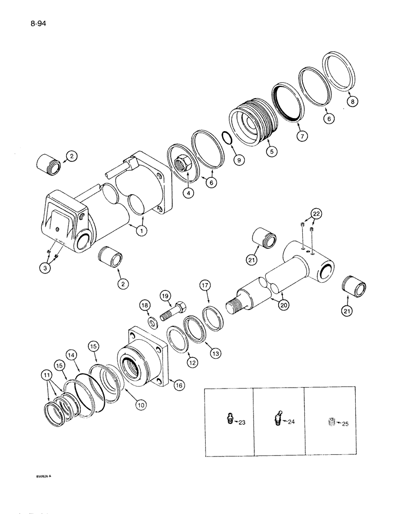 Схема запчастей Case 1085B - (8-094) - BOOM AND ARM CYLINDER, USED WITH Y BOOM (08) - HYDRAULICS