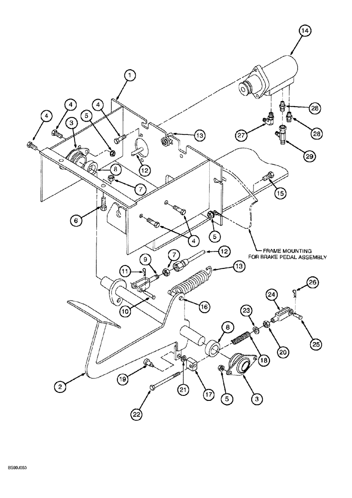 Схема запчастей Case 689G - (07-02) - SINGLE BRAKE PEDAL AND LINKAGE (07) - BRAKES